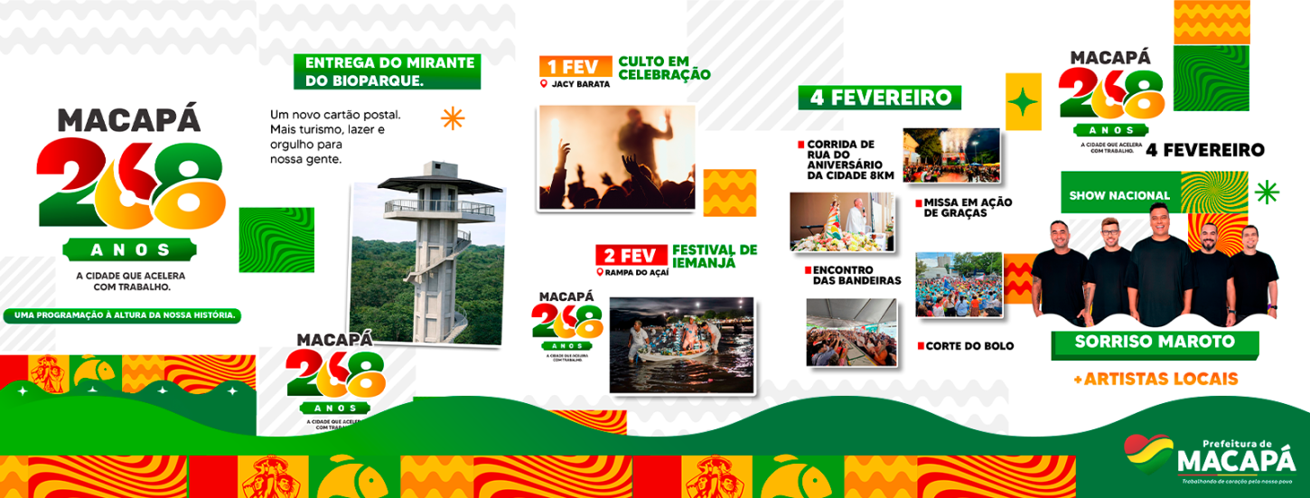 Aniversário de 268 anos de Macapá terá show do Sorriso Maroto na Praça Jacy Barata; confira a programação